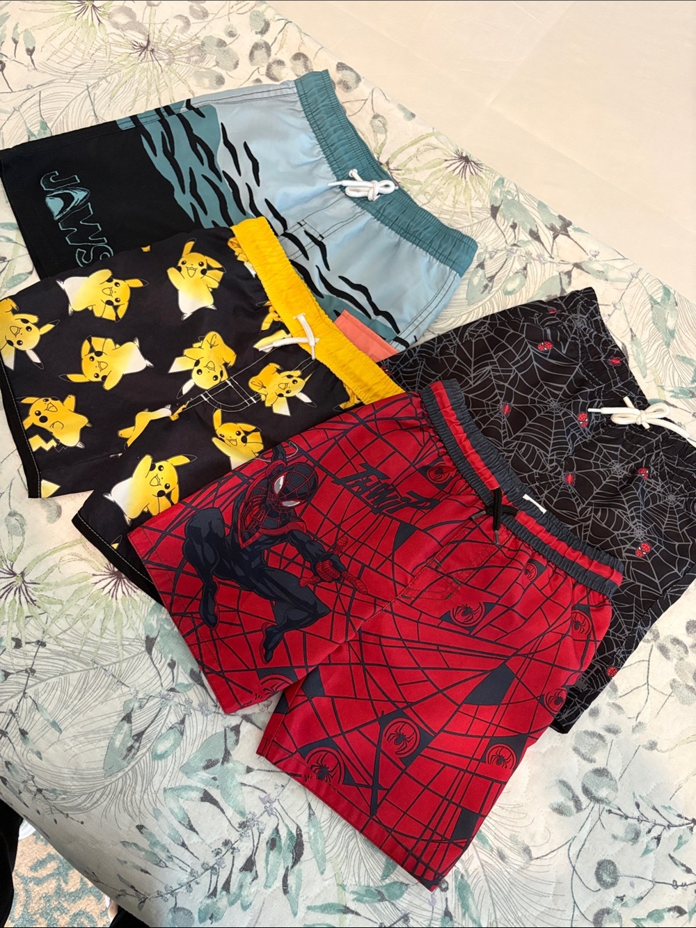 Swim Trunks: 2x Spider-Man, Pokémon & Jaws
